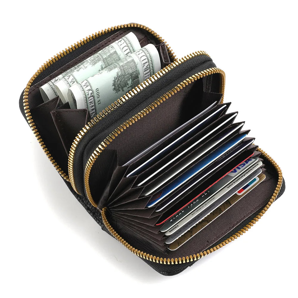 Multi Slot  Holder Fashion Wallet Female Bank Card ID Holder Female PU Leather Protection Case Coin Zipper Wallet