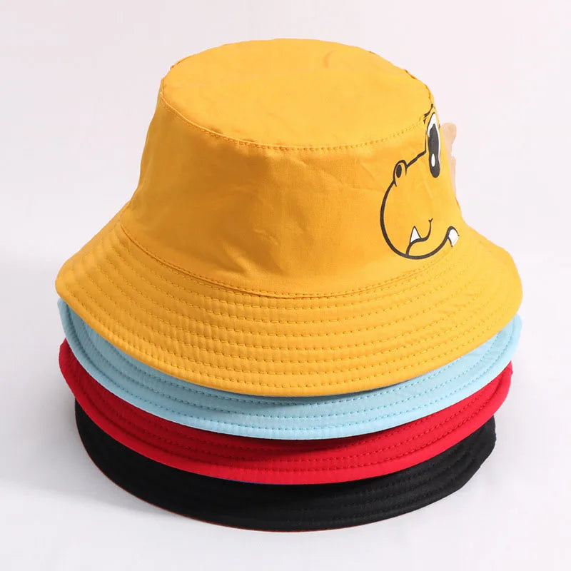 Cartoon Dinosaur Bucket Hat For Baby Sunshade Fisherman Hats 1-3Year Girl Boy Kids Sun Protection Basin Cap Cute Children Visors