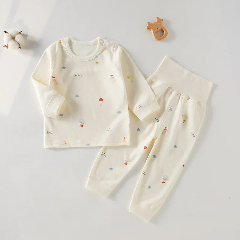 Children's 2-Piece Set Of Cotton Pyjamas Underwear Boneless A Toddler Long-Sleeved Trousers Baby Clothes Baby Clothes Homewear