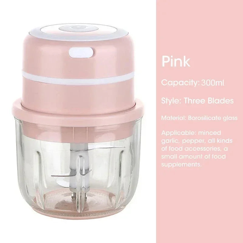 Electric Garlic Chopper, Mini Portable Veggie Chopper, Garlic Grinder Masher Onion Chopper, for Ginger, Chili, Fruit, Meat, etc