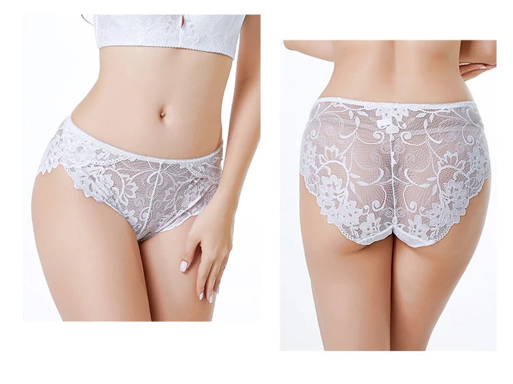 3pcs/Pack Ultra Thin Women Panties Plus Size Briefs for Women Women Full Lace Panties  Solid Sexy Briefs Female Sexy 2XL 3XL 4XL