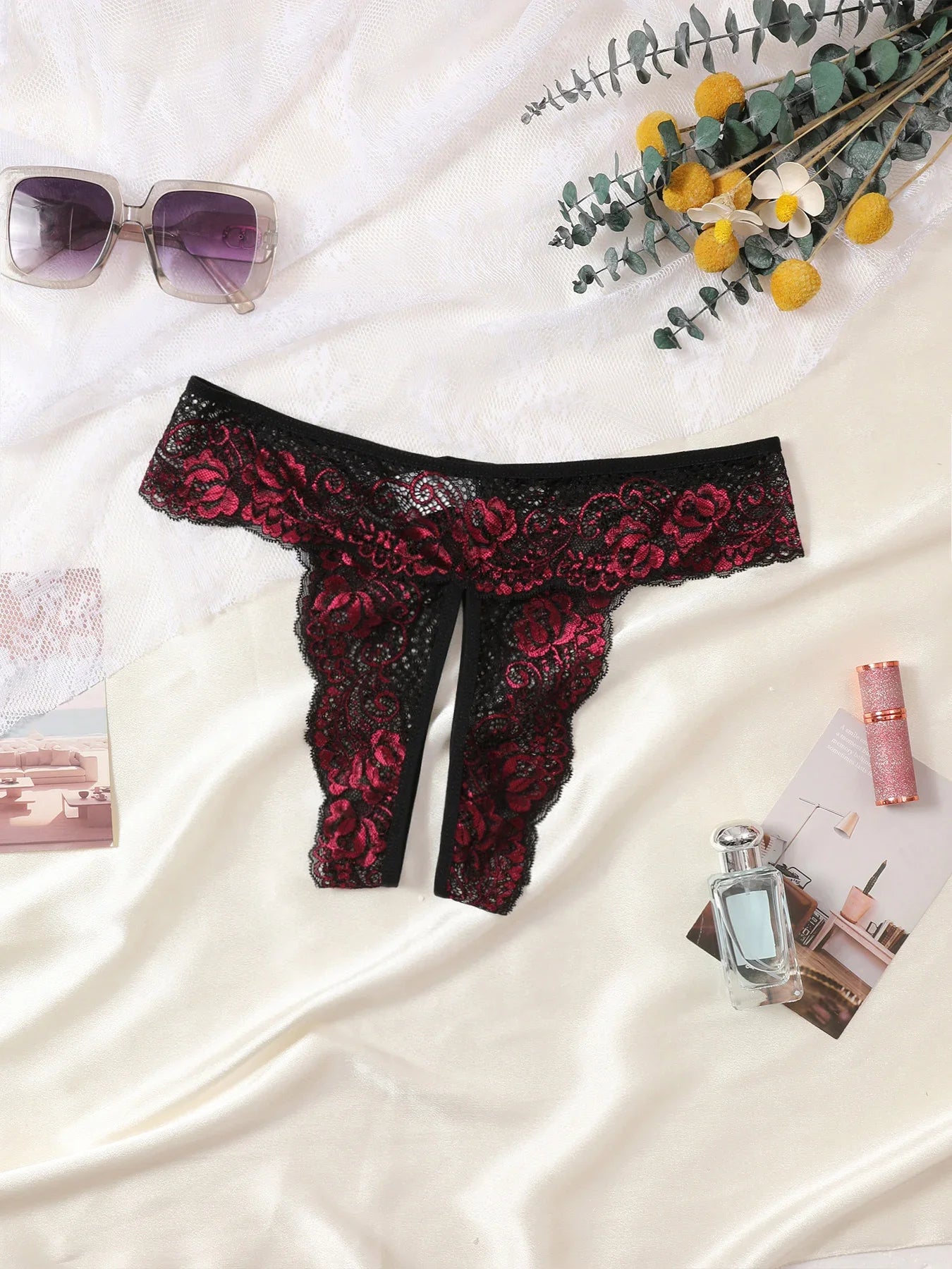 Sexy Crotchless Thongs Invisible Lace Underwear Women Comfortable Panties Intimates Underpants Low Waist Briefs Female Lingerie