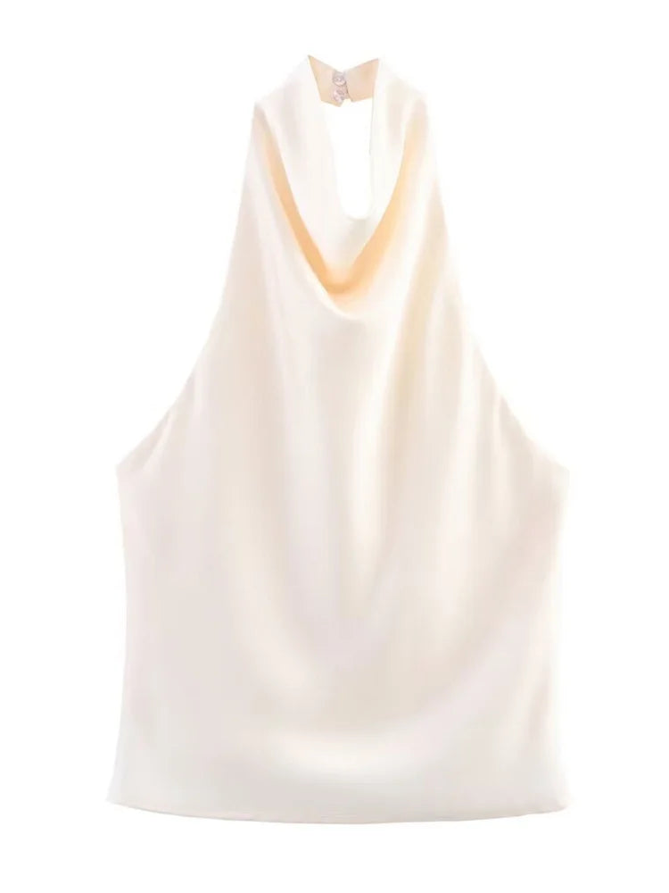 Tossy Summer Satin Fashion Vest Top For Women V-Neck Solid Sleeveless Cropped Top Camisole Elegant Commute Female Tank Top 2025