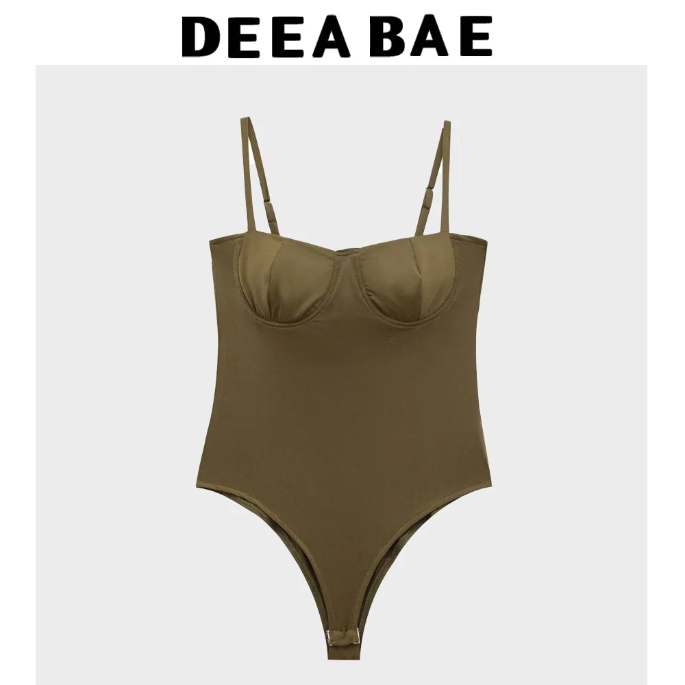 DEEABAE Spicy Girl with Chest Cushion Camisole Jumpsuit Women's New Style Of Sexy Tight Fitting Crotch TopTtrendy