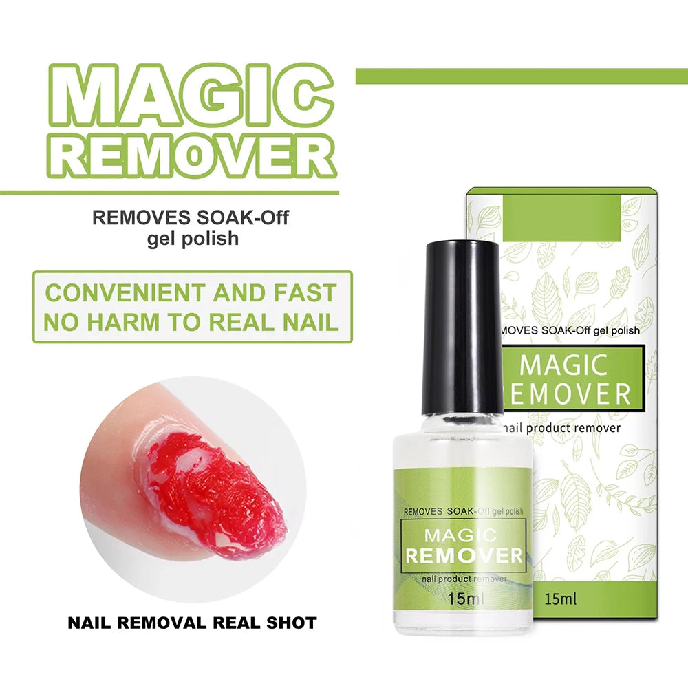 15ML Magic Nail Gel Polish Remover UV Gel Polish Fast Remove Semi Permanent Varnish Soak-Off Polish Cleamer Glue Nails Art Tools