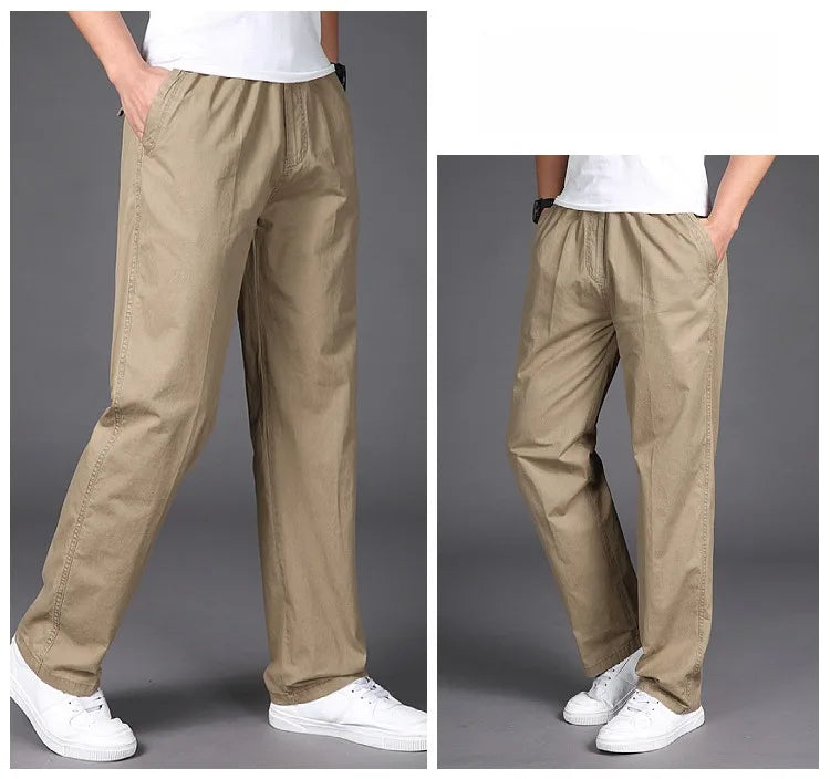 Summer thin cotton casual pants men loose straight leg 2024 new men's pants trend all matching men's long pants