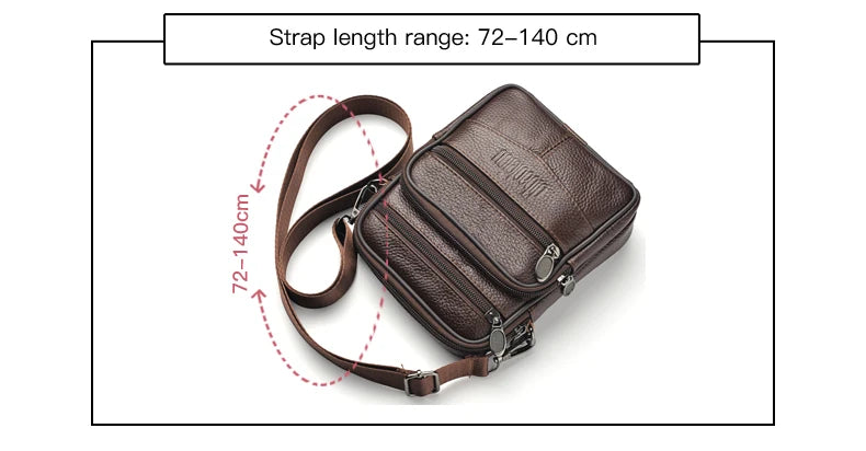 Men's Genuine Leather Crossbody Bag High Quality Zipper Pocket Retro Business Messenger Bag for Men