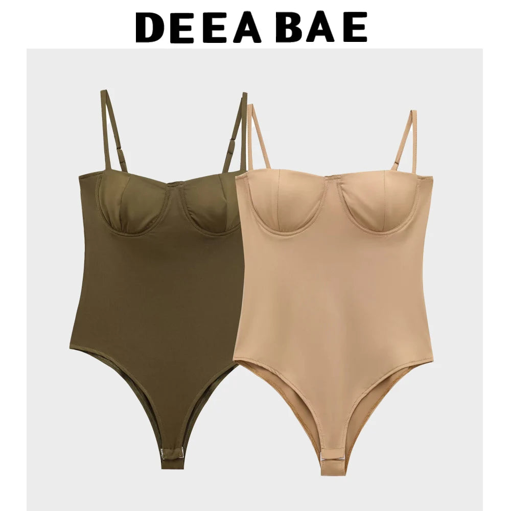 DEEABAE Spicy Girl with Chest Cushion Camisole Jumpsuit Women's New Style Of Sexy Tight Fitting Crotch TopTtrendy