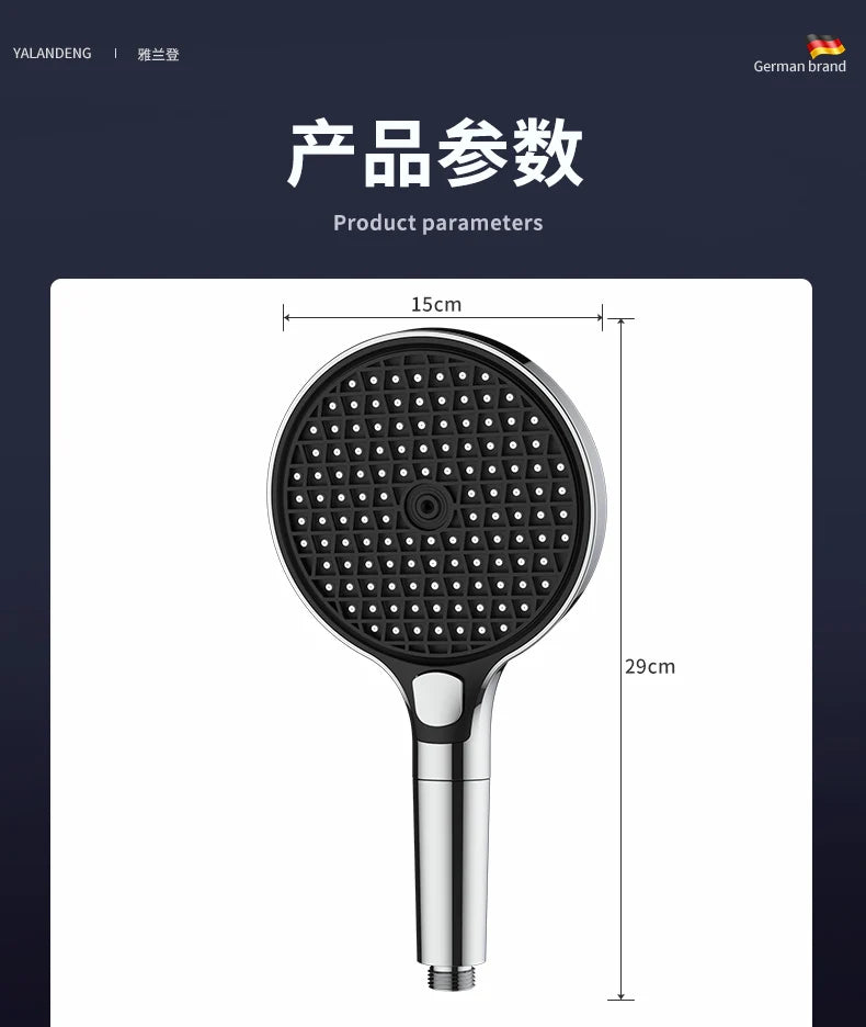 15CM Big Panel High Pressure Shower Head With Filter 3 Modes Large Flow Spray Nozzle Rainfall Shower Faucet Bathroom Accessories
