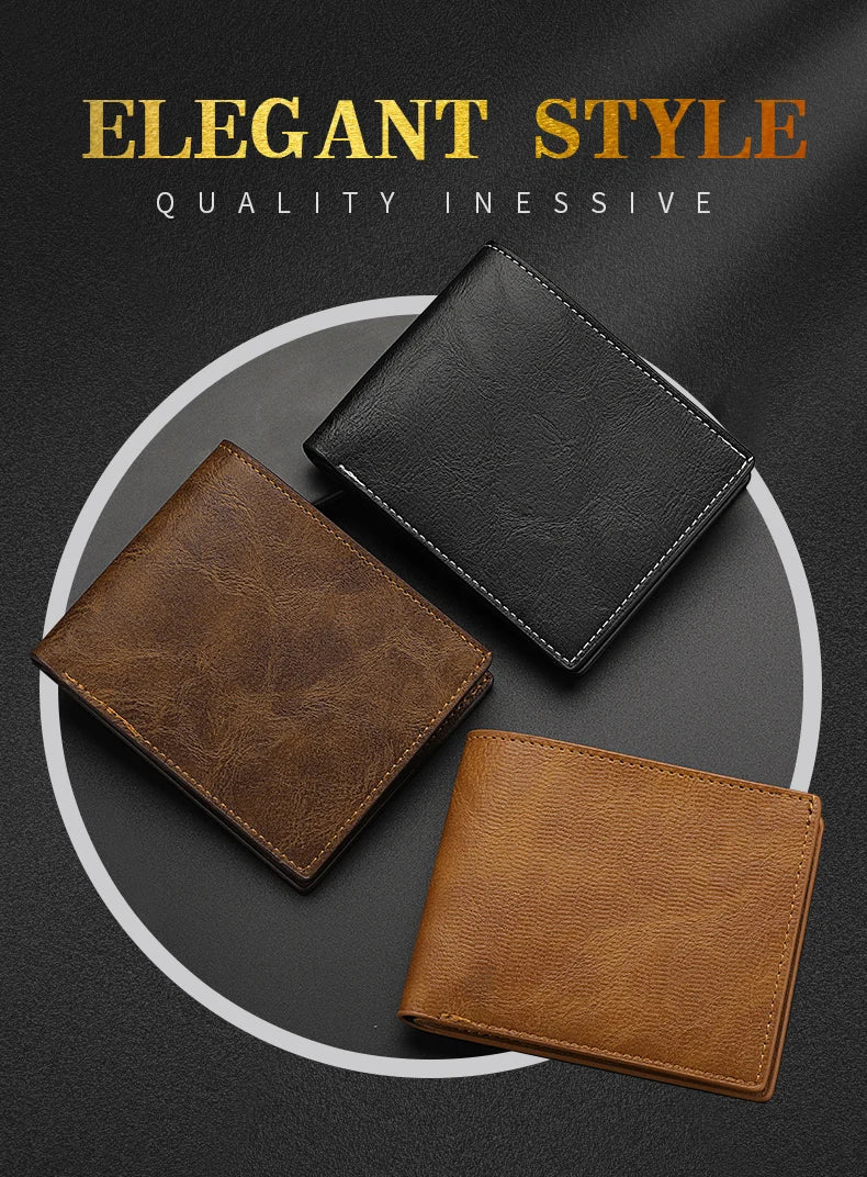 New Man PU Leather Wallet Business Card Holder Thin Business Credit Card Ldentity Holder Vintage Protection Bag Coin Wallet