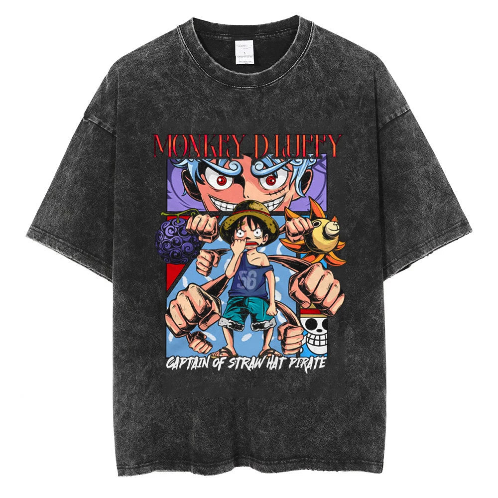 Men Streetwear Tshirt Hip Hop Oversized One Piece Graphic Print Retro T-Shirt Harajuku Summer Short Sleeve T Shirt Cotton Tops
