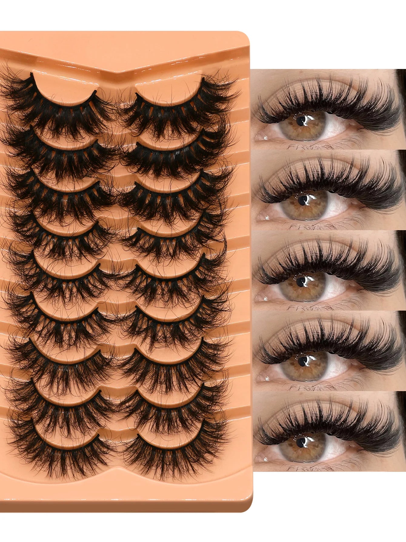 GROINNEYA Cat Eyelashes Fluffy 3D Mink Eyelashes Natural Look False Lashes for Daily Party Wedding Lightweigh Reusable Makeup