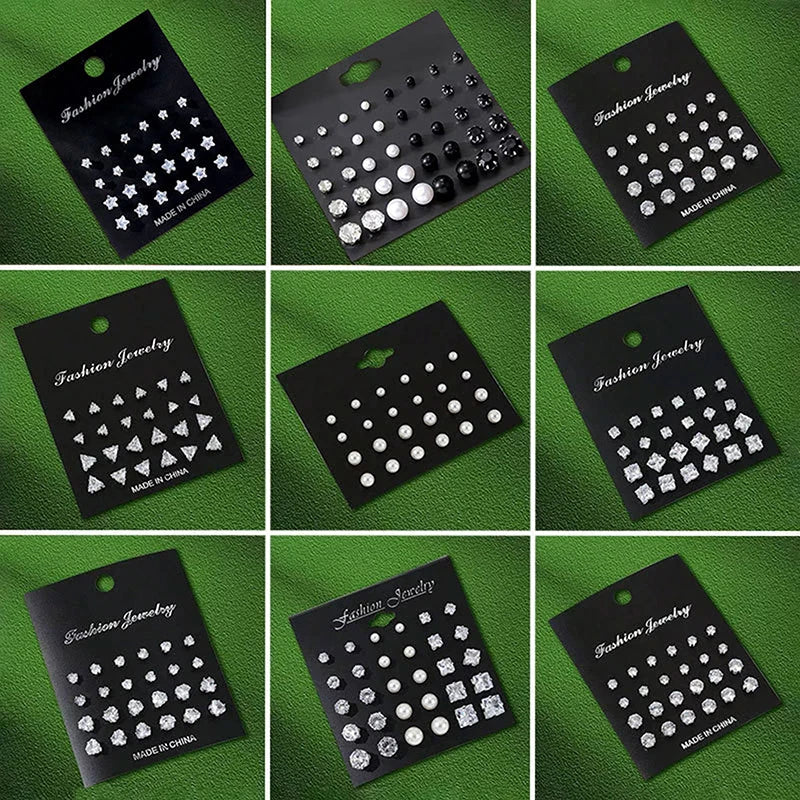 1Set   For Women Men Jewelry Accessories Gifts Fashion Luxury Rhinestone Stud Earrings Set Shiny Simple Wedding Stud Earrings