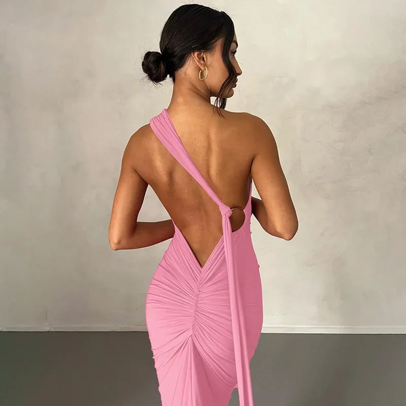 Ladies Summer Elegant Evening Party Dress For Women Sleeveless Backless Halter Sexy Long Dresses Woman Clothes Birthday Clubwear