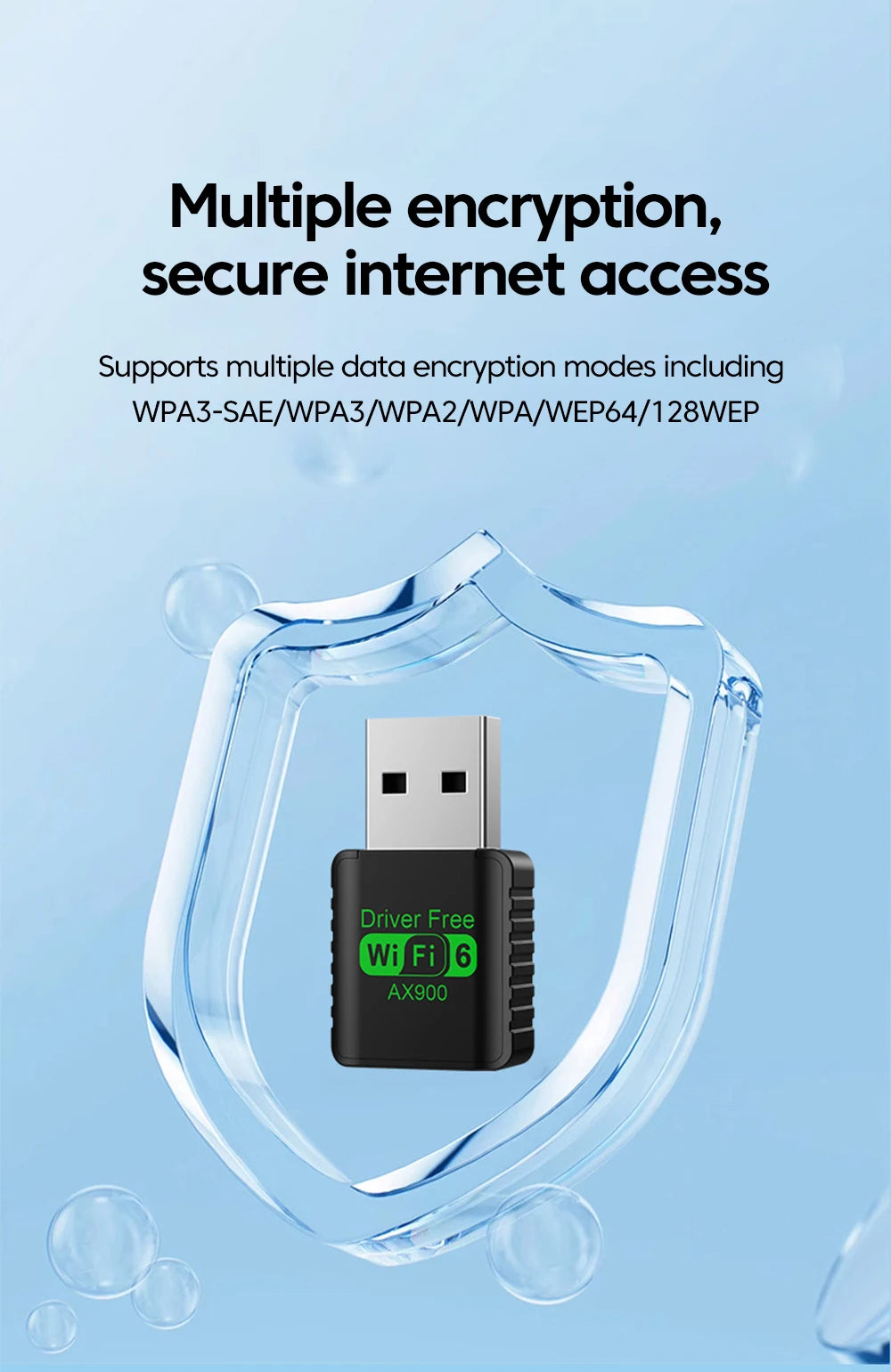 WiFi 6 AX900 Bluetooth 5.4 WiFi USB Adapter Wireless Network Card 2.4G&5GHz Wlan Receiver Signal Receiver For PC/Laptop Win10/11