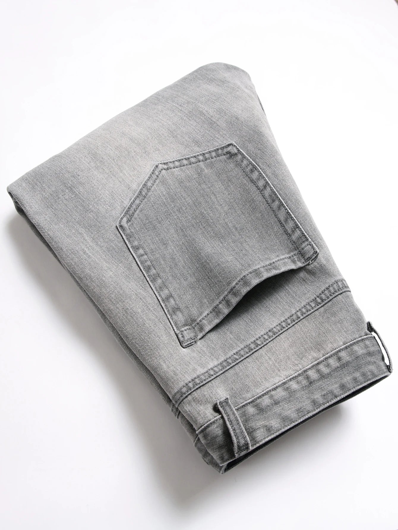 Men's Jeans Slim Fit Comfort Straight Leg Casual Mid Waist Denim Pants Grey Trousers Men Clothing