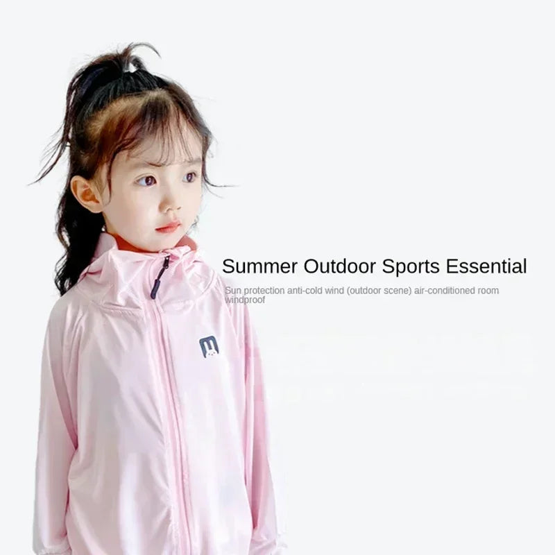 Children's Sun Protection Clothing Outdoor Ice Silk Sun Protection Jacket UV Resistant Summer Outdoor Play Sun Protection Jacket