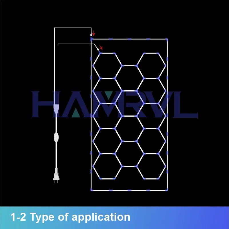 LED Hexagon Connector Cable DIY for Honeycomb Lamp AC110V-240V Barbershop Esports Workshop Garage 4S Car surface Lighting