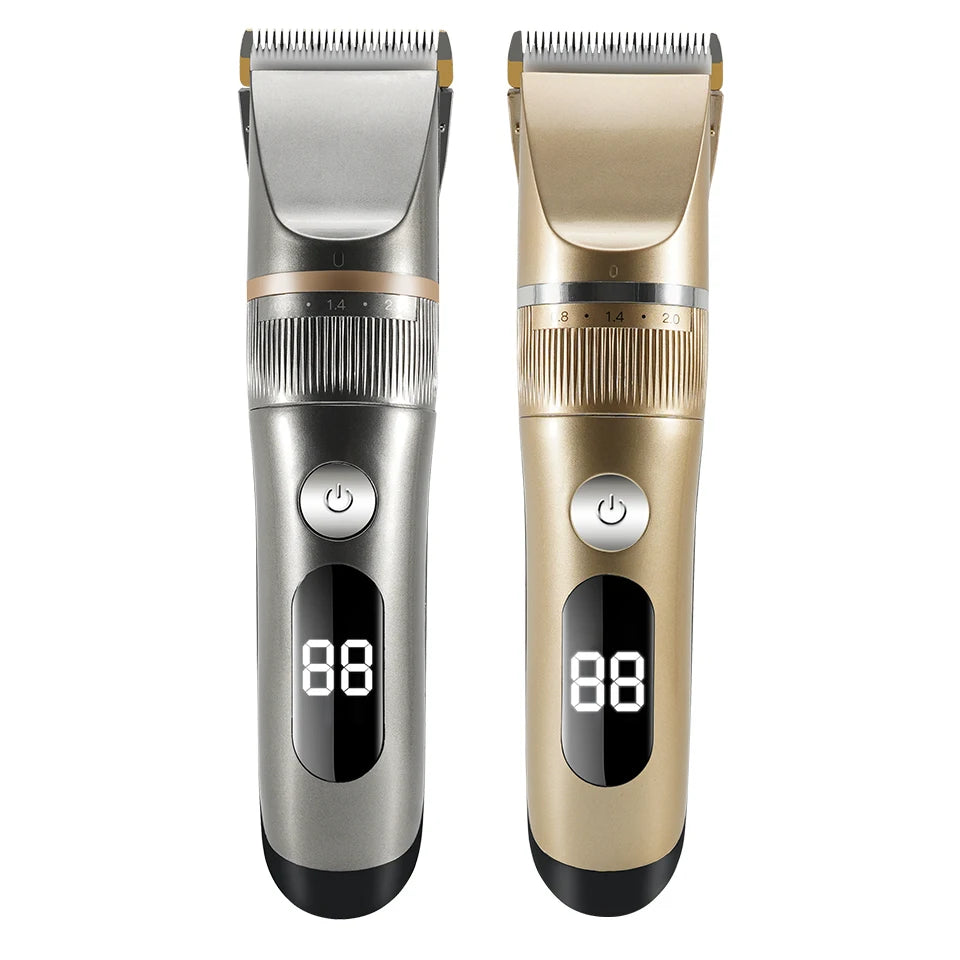 Professional Hair Clipper Electric Men's Trimmer Rechargeable Hair Cutting Machine LCD Display Head Trimmer 2 Gears