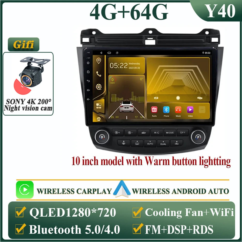 Android 14 Head Unit For Honda Accord 7 2003-2007 Multimedia Player GPS Navigation Stereo Head Unit No 2din DVD QLED Screen 5G
