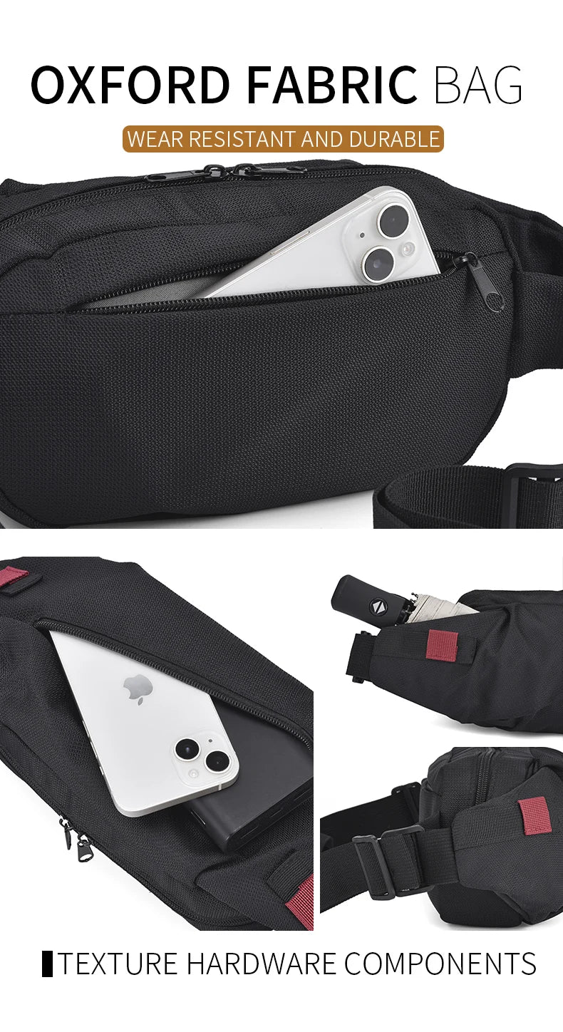 Men's Chest Bag Minimalist Outdoor Sports Waist Pack Oxford Cloth Large Capacity Mobile Phone Bag Fashion Oblique Shoulder Chest