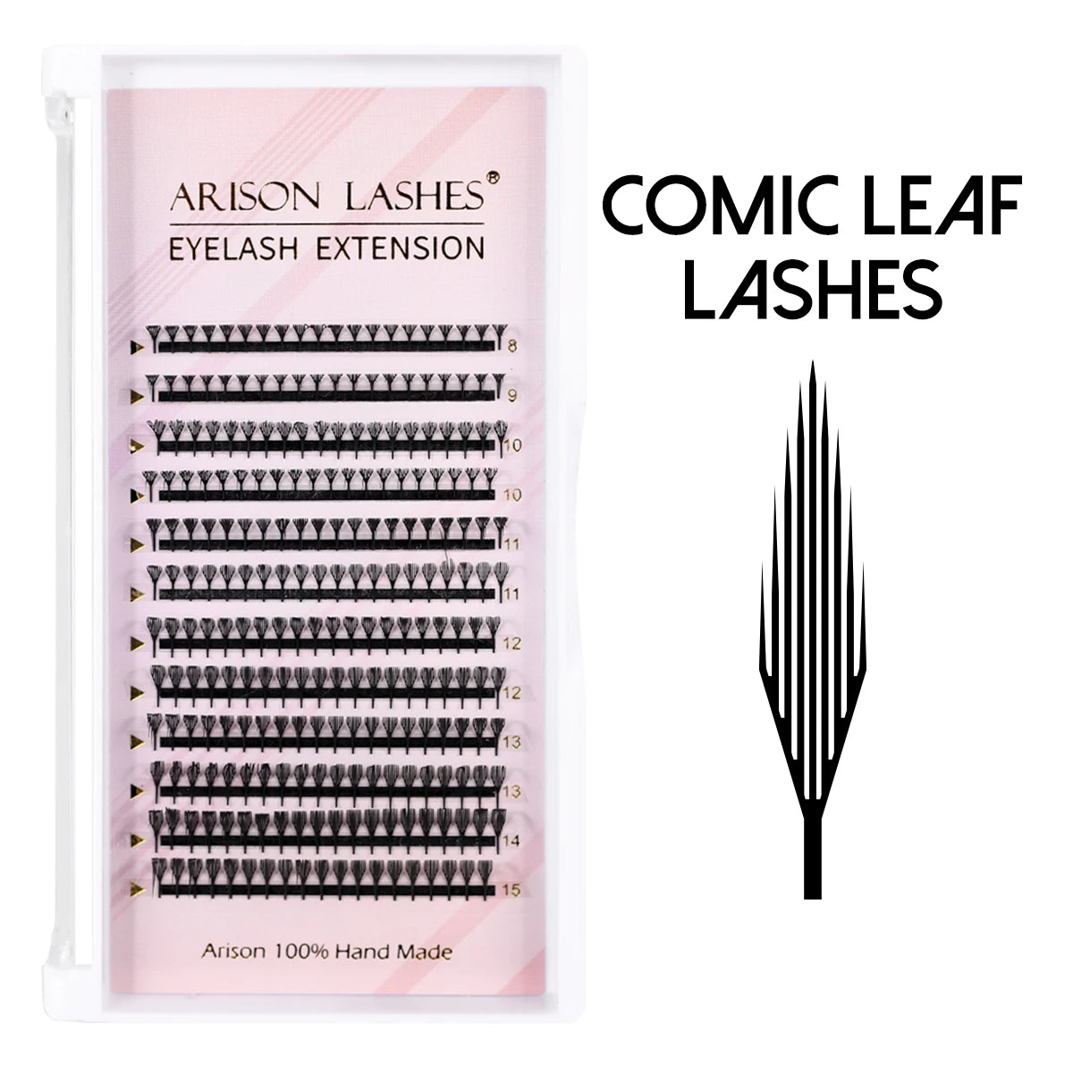 ARISON Comic Leaf Lashes Plume Spire Premade Fan Eyelash Extensions Automatic Flowering Individual Volume False Lashes