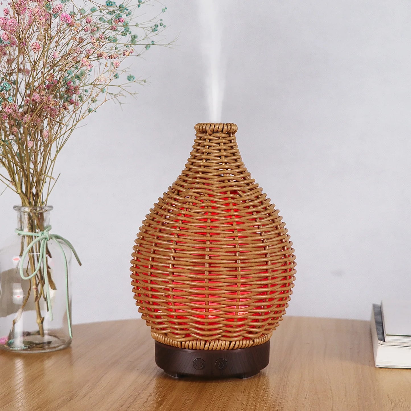 Wood Weave Vase Aromatherapy Humidifier Household Vase Air Humidifier Ultrasonic Mute Colorful Humidifier Spray Instrumen
