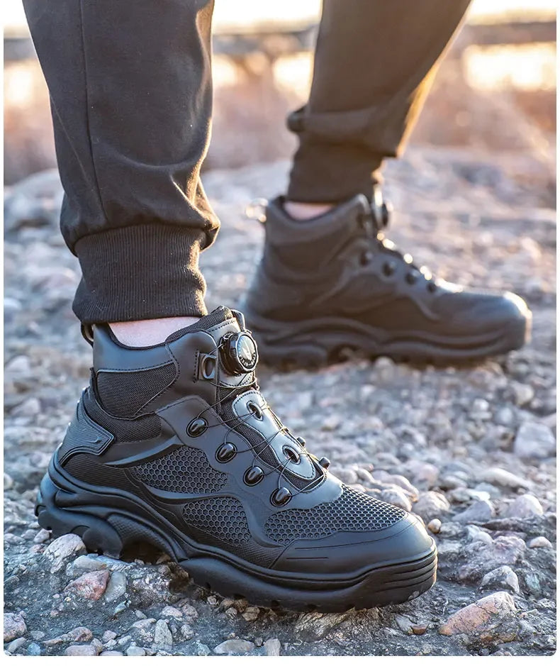 Rotary Buckle Work Boots Safety Steel Toe Shoes Men Breathable Safety Shoes Brand Indestructible Shoes Puncture-Proof work Shoes