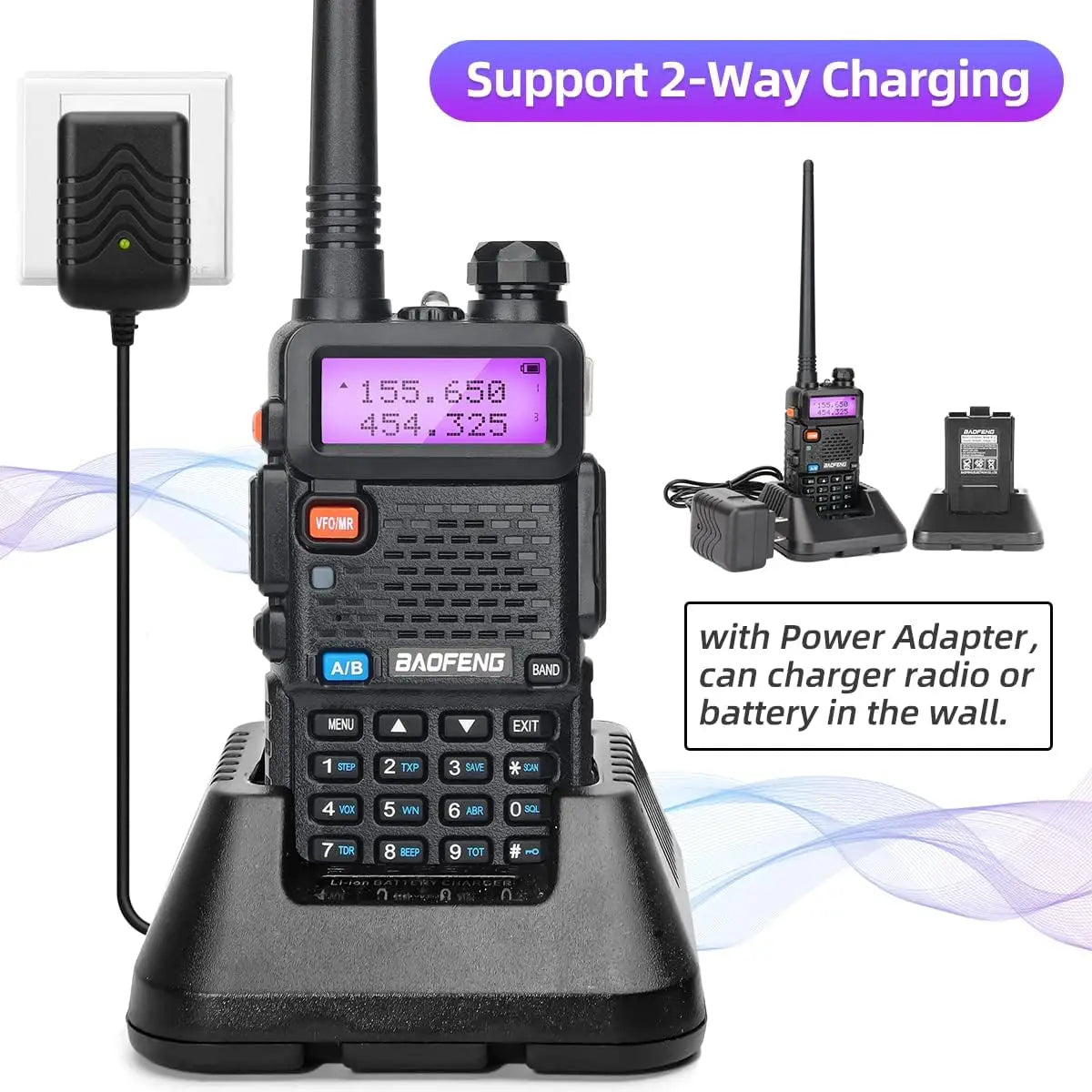 1/2X Baofeng UV-5R 8W Tri-Power Walkie Talkie High Power Dual Band Long Range 128CH Portable Handheld UV 5R Ham Two Way Radio