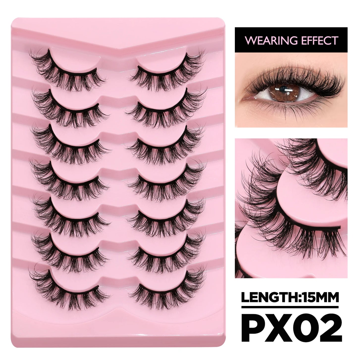 GROINNEYA Cat Eyelashes Fluffy 3D Mink Eyelashes Natural Look False Lashes for Daily Party Wedding Lightweigh Reusable Makeup