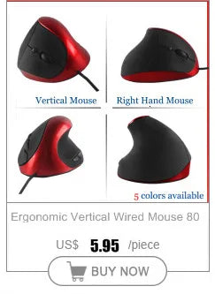 CHYI Vertical Wireless Mouse USB 2.4G Optical Gaming Mice Comfortable Ergonomic Wrist-care Charging Mause Wired Mouse For Laptop