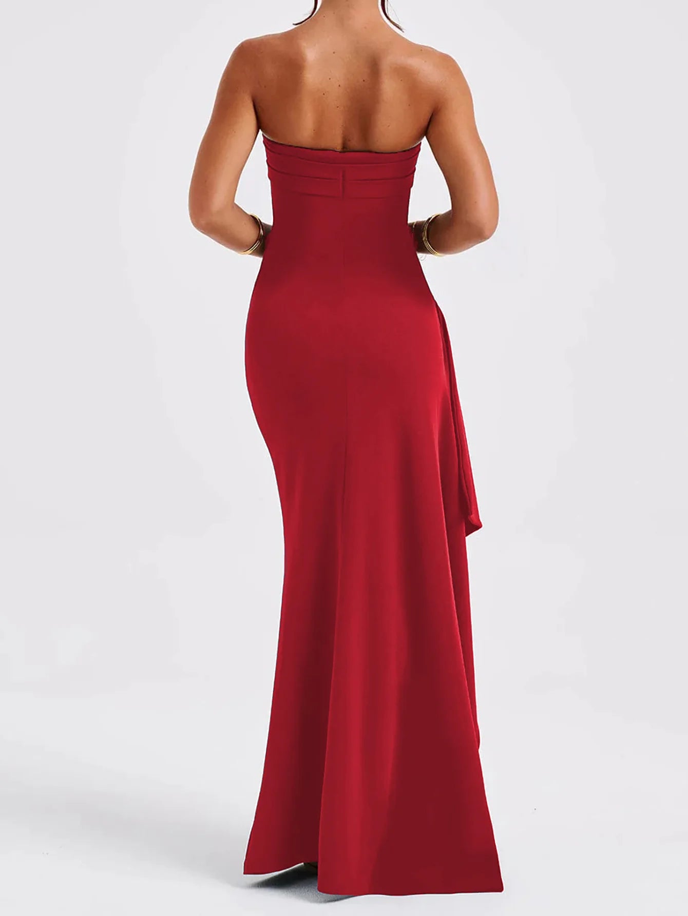 Ladies Summer Ruffle Side Slit Fashion Evening Party Dress Women Sleeveless Backless Tube Maxi Dresses Club Streetwear Outfits