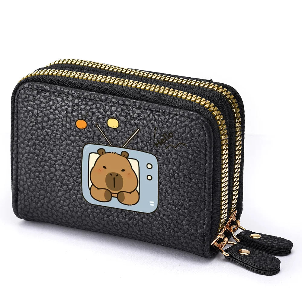 Capybara Wallet Anime Credit Card Holder Cartoon Girl PU Leather Cute Wallet Girl's Birthday Gift
