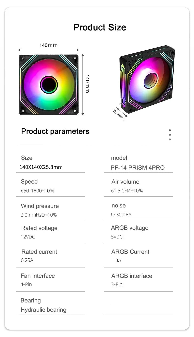 UPSIREN PF-14 Prism 4PRO chassis fan 14cm ARGB high-performance cooling fan radiator