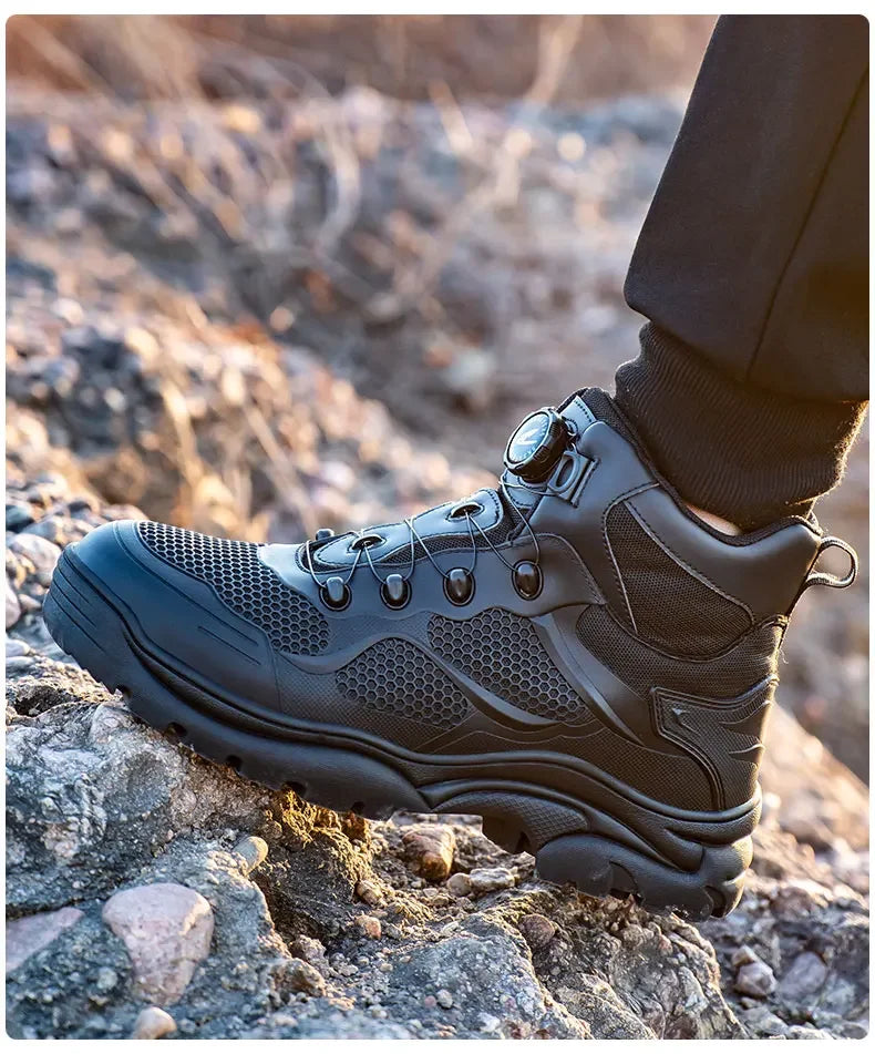 Rotary Buckle Work Boots Safety Steel Toe Shoes Men Breathable Safety Shoes Brand Indestructible Shoes Puncture-Proof work Shoes
