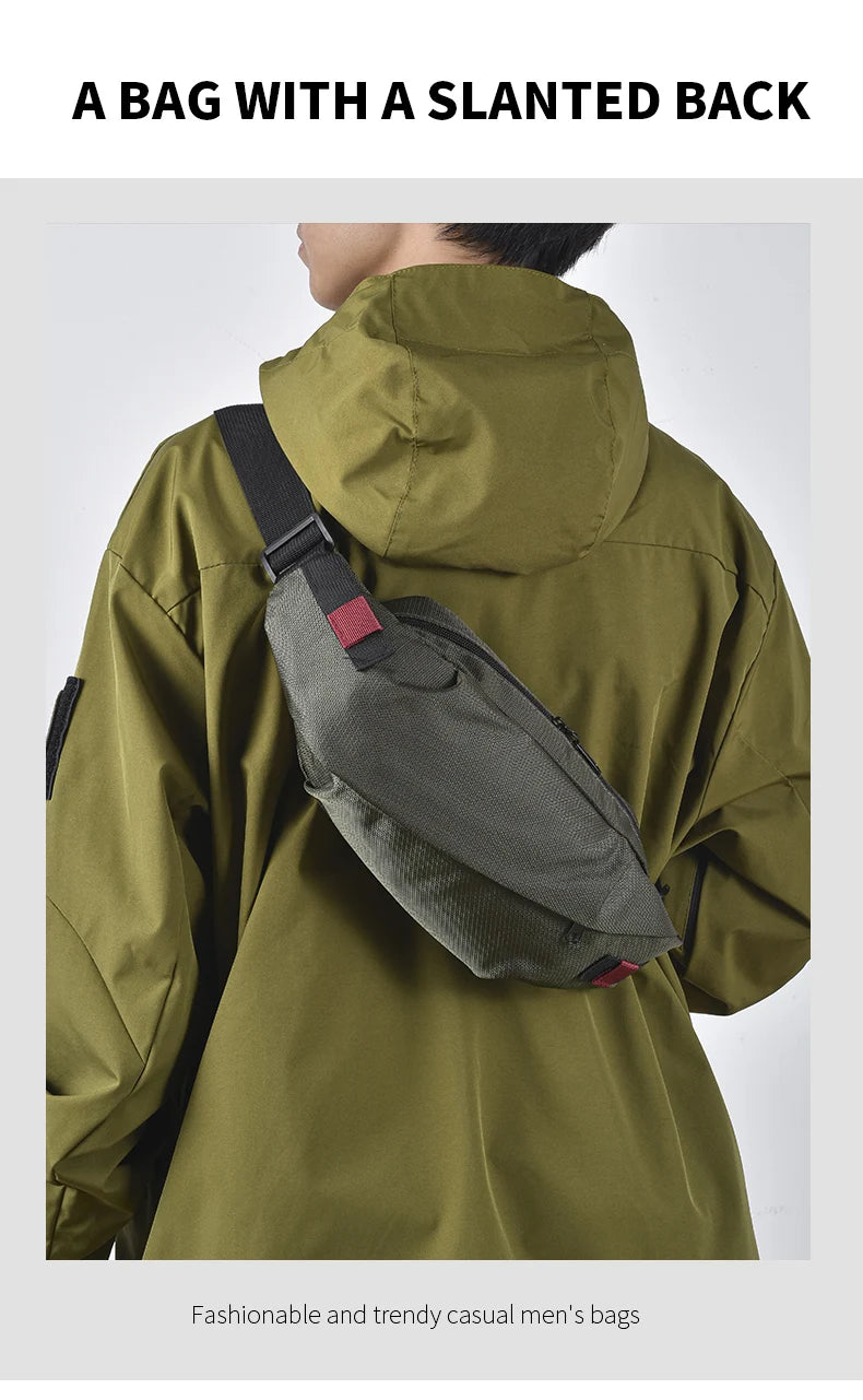 Men's Chest Bag Minimalist Outdoor Sports Waist Pack Oxford Cloth Large Capacity Mobile Phone Bag Fashion Oblique Shoulder Chest