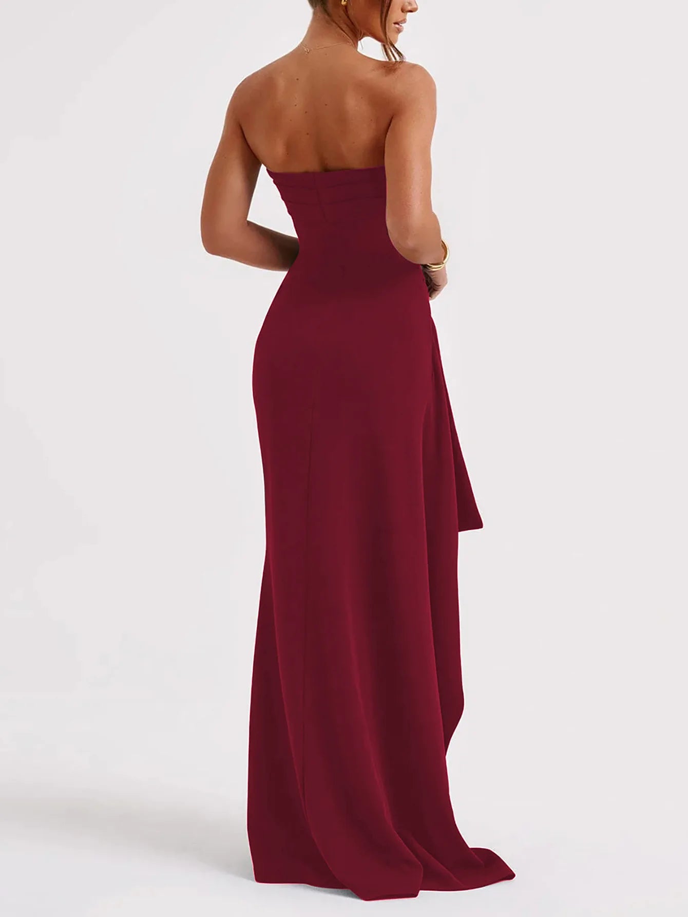 Ladies Summer Ruffle Side Slit Fashion Evening Party Dress Women Sleeveless Backless Tube Maxi Dresses Club Streetwear Outfits