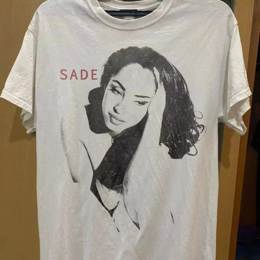American Retro Style Sade Album Basic Style Graphic White T-shirt Summer New Men and Women Streetwear