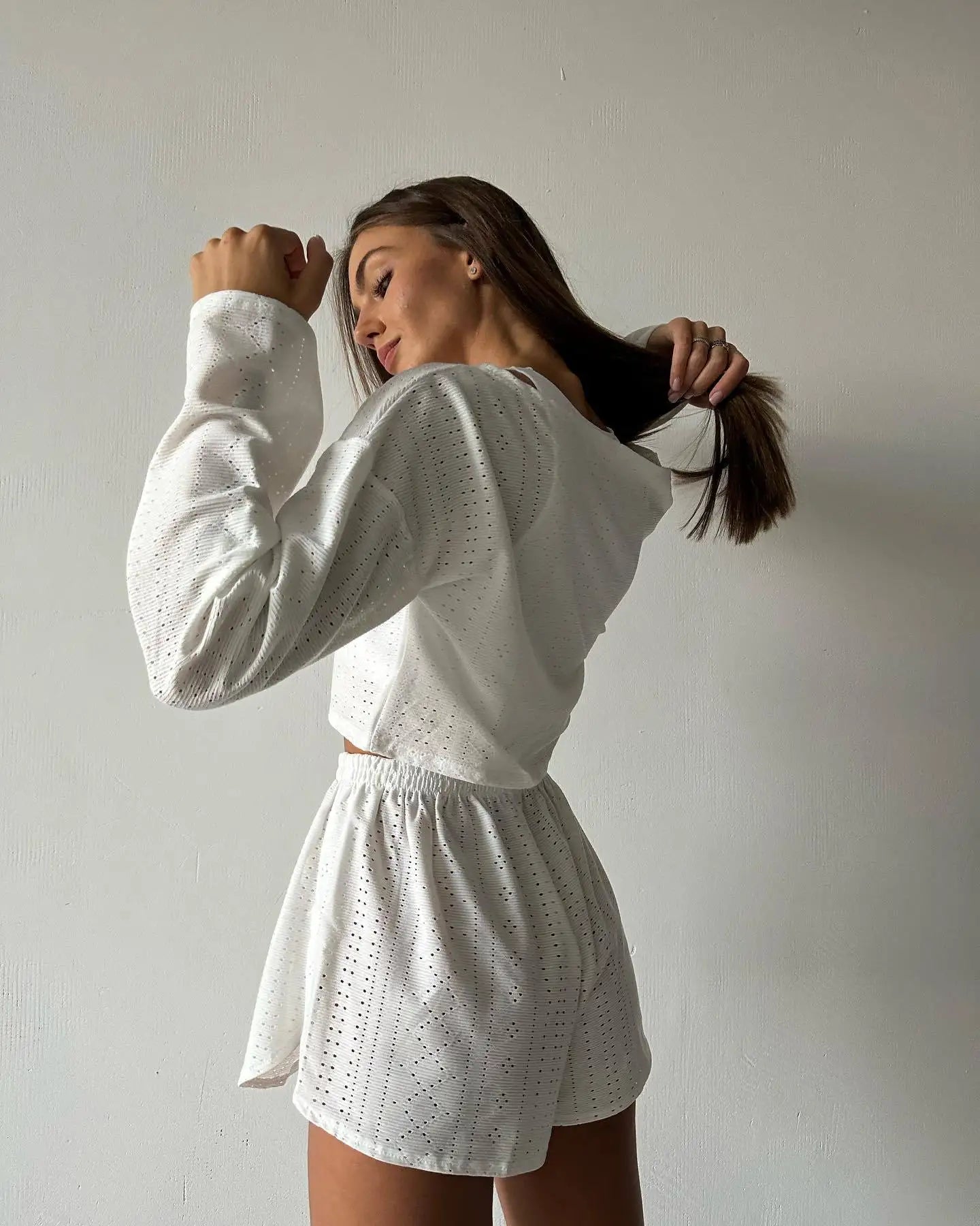 Women Fashion Slim Pajamas Set Two-Piece Suits Sleepwear Loungewear Solid Pajama Ladies Pijama Homewear Soft Leisure Nightwear