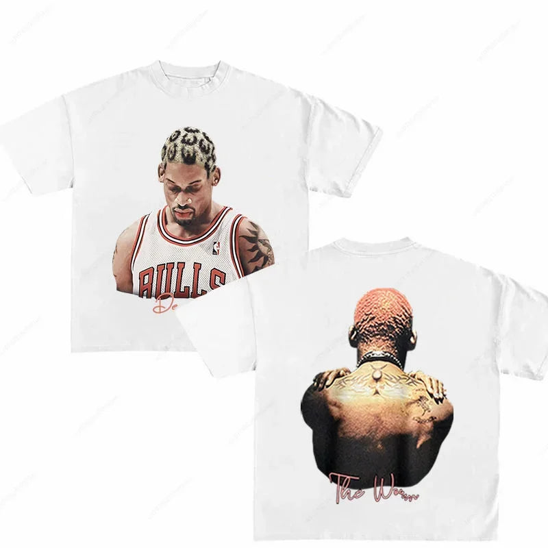 2025Rodman Printed Men's Cotton T-shirt Round Neck Short Sleeve Shirt Hip Hop Style Large Size High Quality Fashion