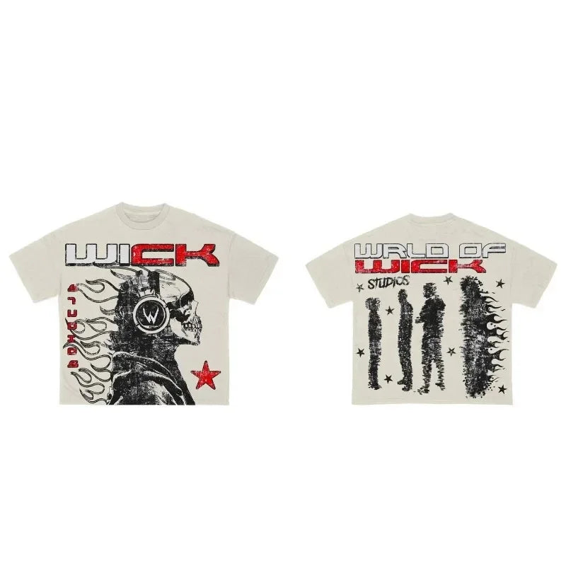 summer American street anime letter printed short sleeve T-shirt for women y2k Harajuku fashion couple casual loose top