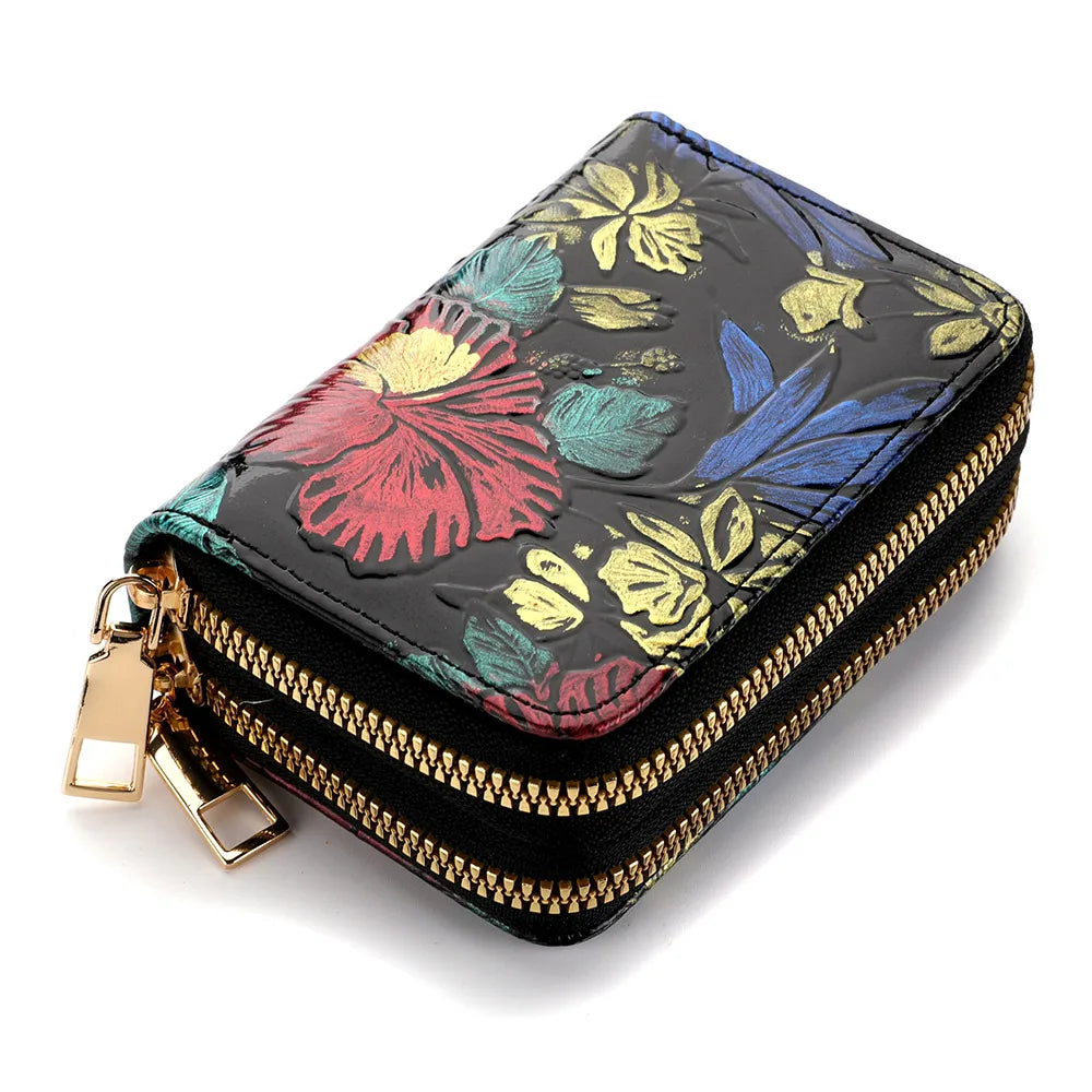 Women's Credit Card Wallet Large Capacity Multi-Card Slot Coin Wallet Double Zipper Credit Card Holder For Women