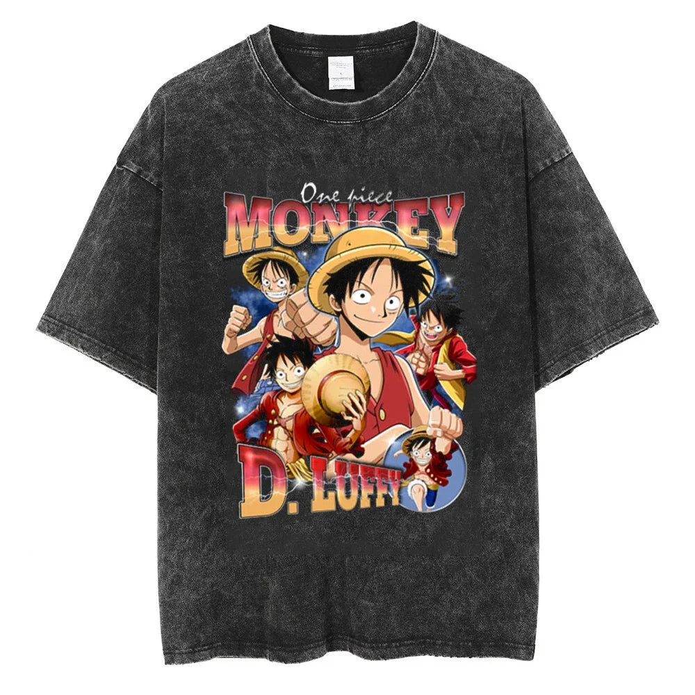 Men Streetwear Tshirt Hip Hop Oversized One Piece Graphic Print Retro T-Shirt Harajuku Summer Short Sleeve T Shirt Cotton Tops