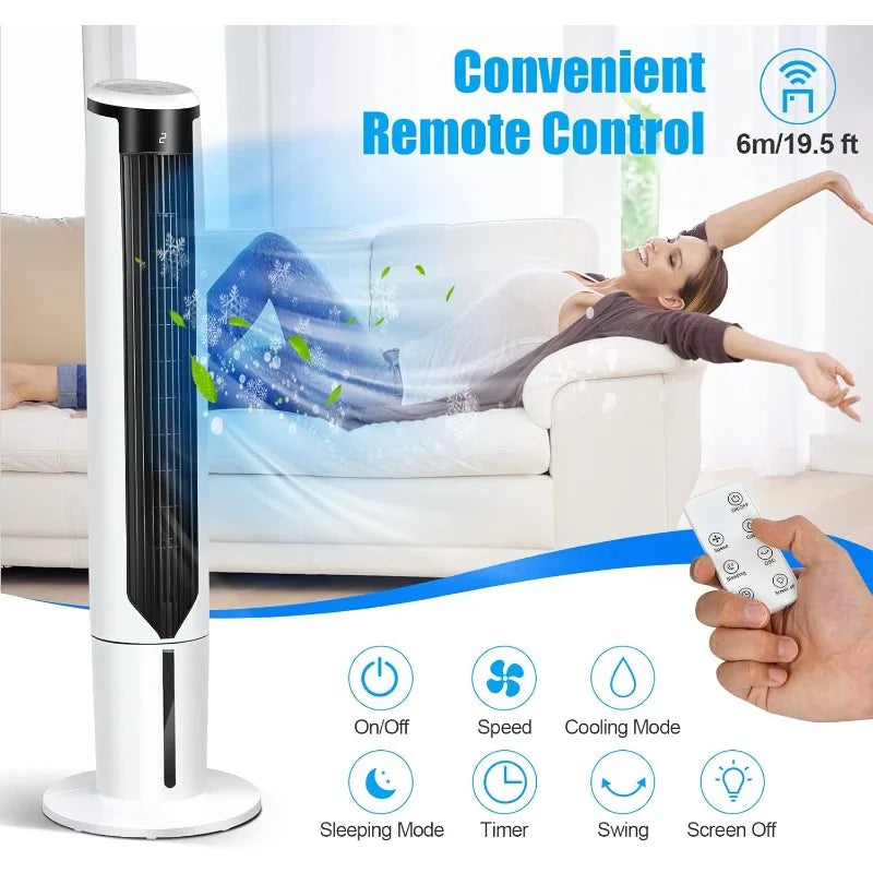 GOFLAME 41" Evaporative Air Cooler Portable, 3-IN-1 Oscillating Tower Fan with Remote Control, 3 Wind Speeds and 3 Modes