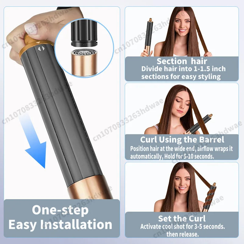 6 IN 1 High-Speed Hot Air Styler,1300W Power Hair Dryer Brush,Negative Ions Multi Styler for Straight,Wavy,Curly,and Coily Hair