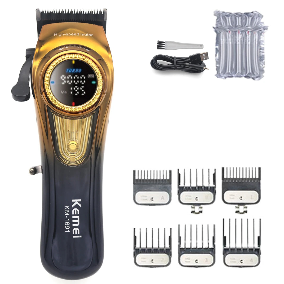 9000RPM 10W Kemei KM-1691 Professional Hair Clipper for Men LED Display Rotation Adjustment Hair Cutting Machine Hair Trimmer