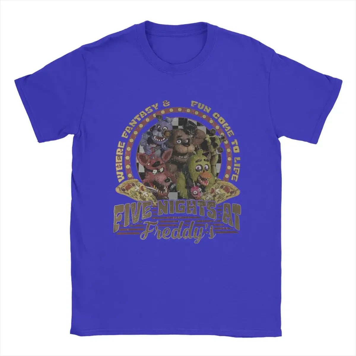 At Freddys Cotton Clothes Humor Short Sleeve O Neck Tee Shirt  Men's Five Nights T shirts  Plus Size T-men clothing