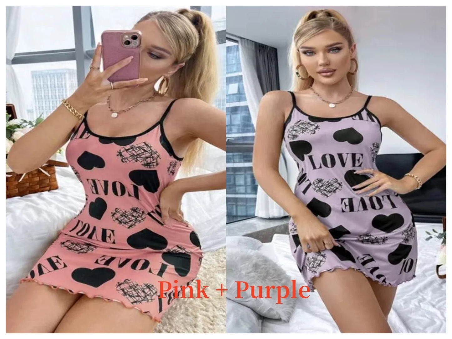 Summer New Women's Nightgown Beauty Back Thin Section Of Home Wear Sexy Halter Short Skirt Love Cartoon Cute Printing Pajamas