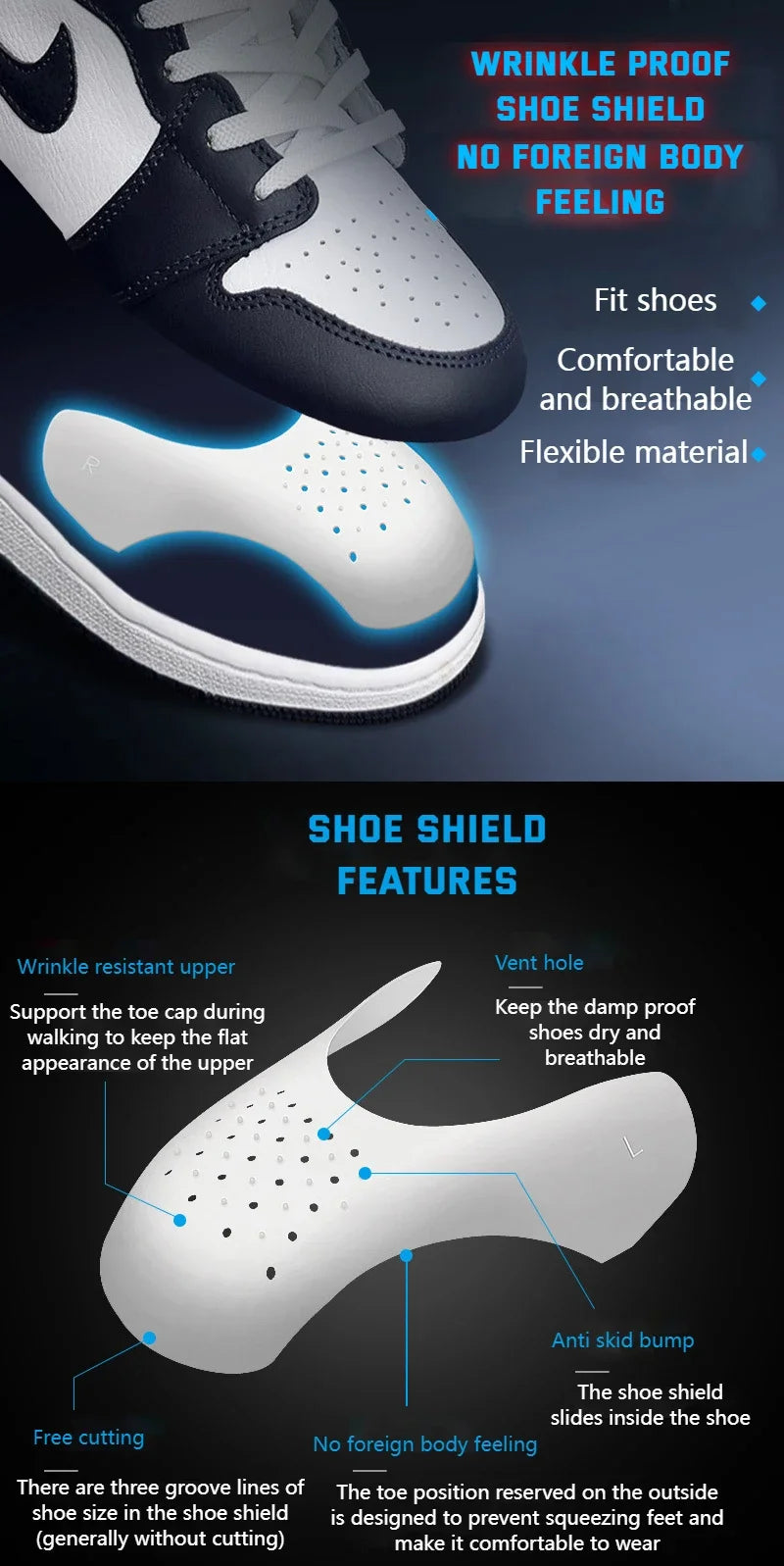 4Pcs Crease Protector Shoe Head Stretcher Sneaker Anti Crease Wrinkled Fold Shoe Support Toe Cap Sport Crease Protector Dropship