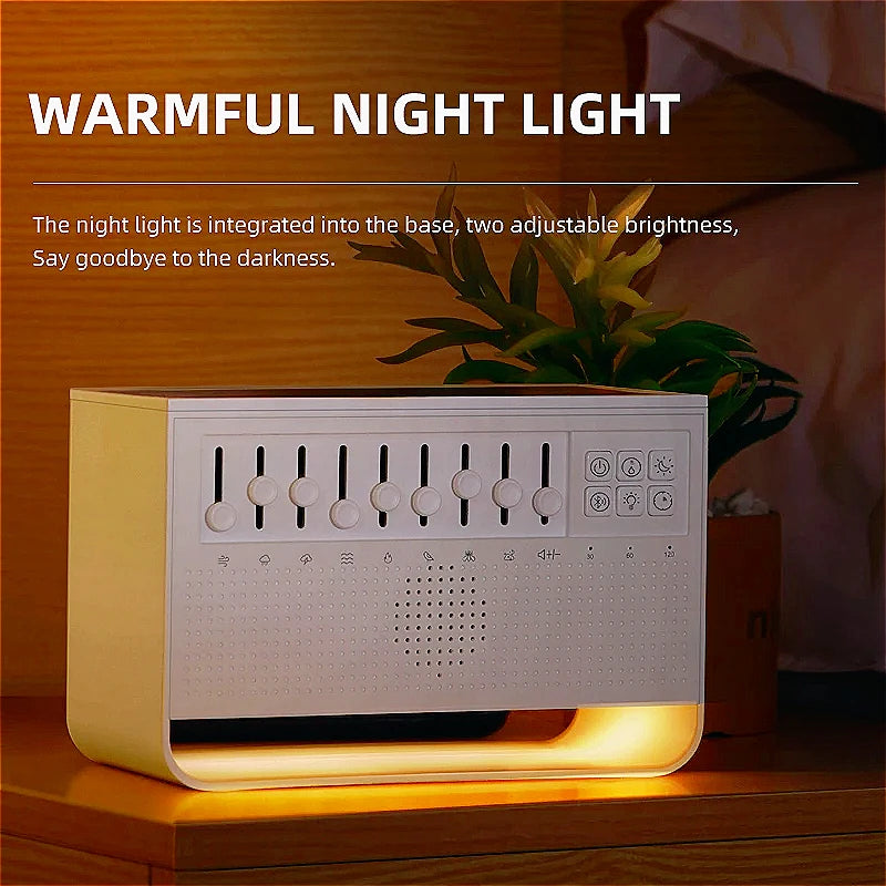 White Noise Humidifier All-in-one Machine To Help Sleep Portable Night Light Diffuser with 8 Natural Sounds Bluetooth Speaker